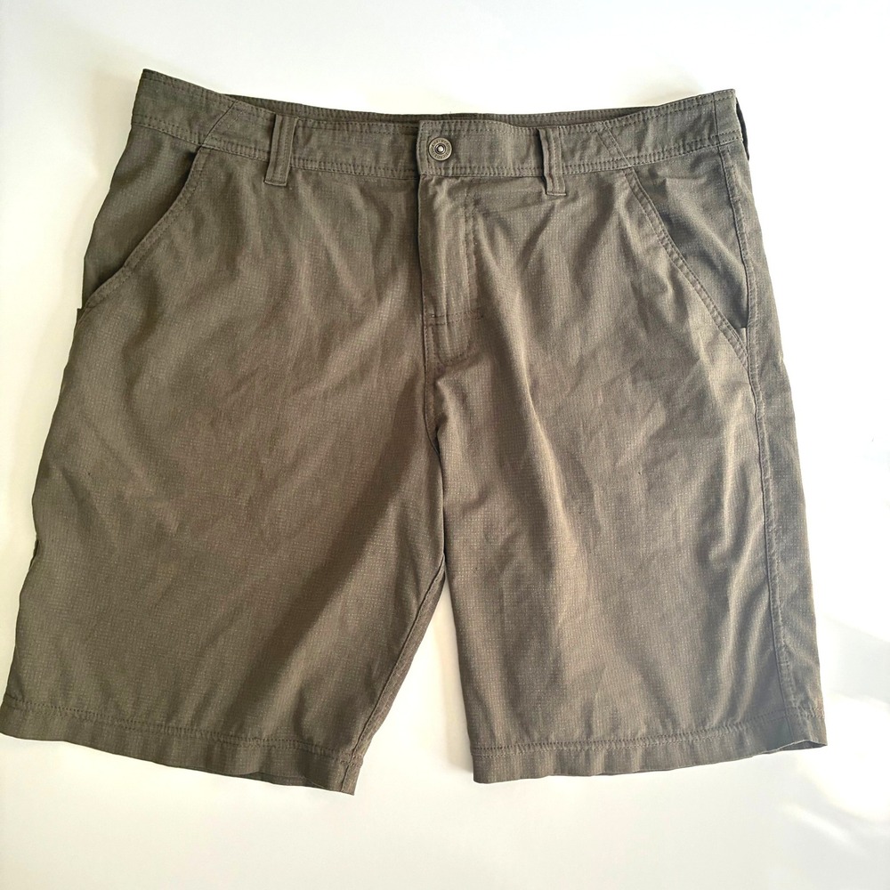 Prana Hybridizer Shorts Mens 34 Olive Green Hiking Outdoor Moisture Wicking UPF